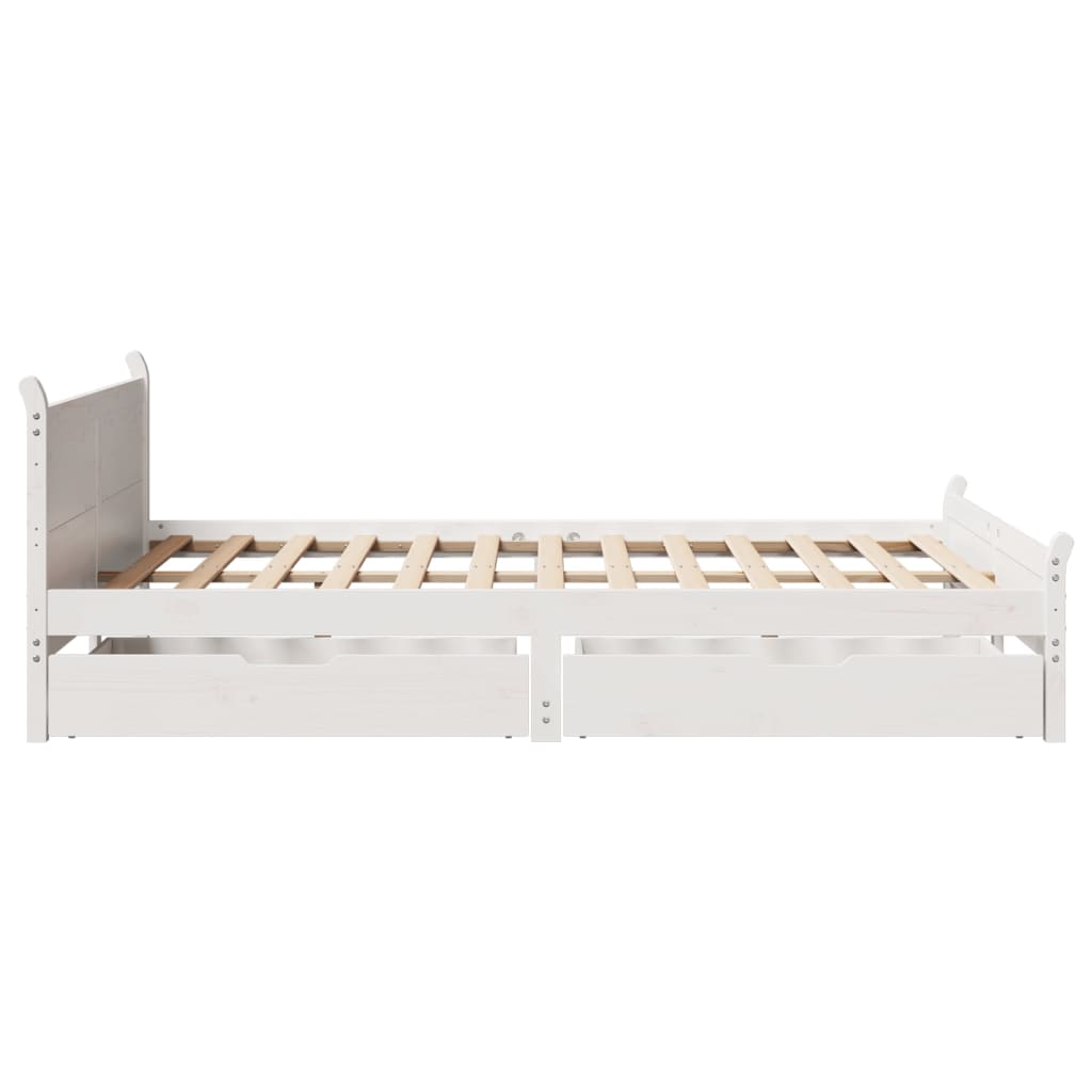 Cama sem colchão 140x190 cm madeira de pinho maciça branco