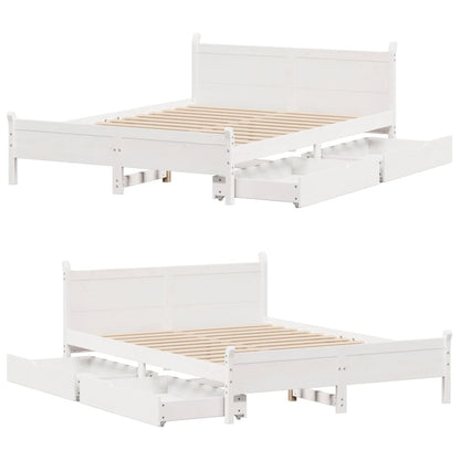 Cama sem colchão 140x190 cm madeira de pinho maciça branco