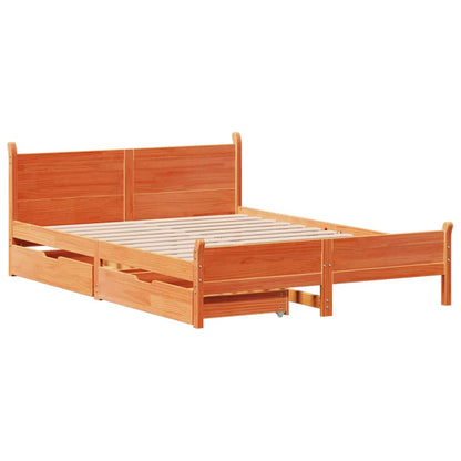 Cama sem colchão 120x190 cm madeira pinho maciça castanho-mel