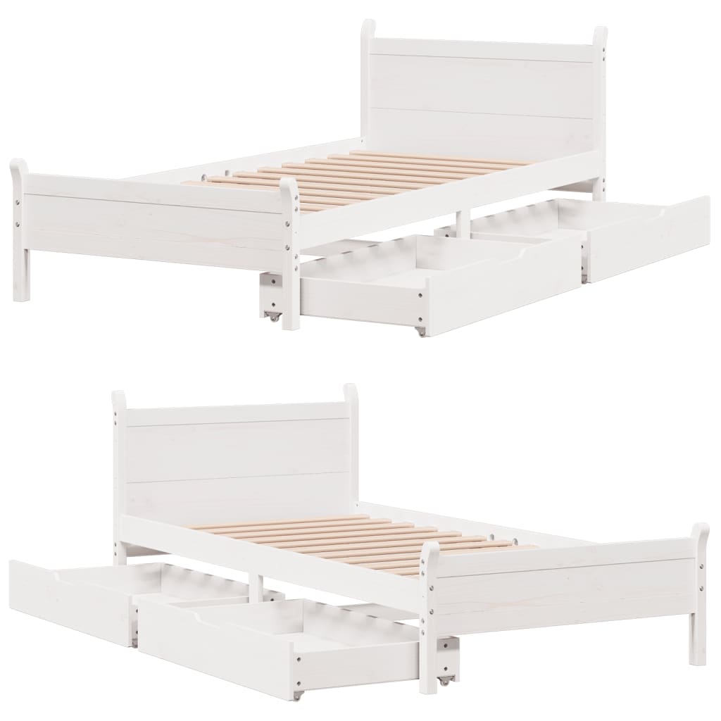 Cama sem colchão 90x190 cm madeira de pinho maciça branco