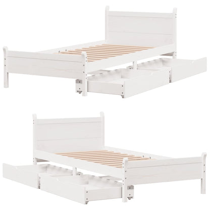 Cama sem colchão 90x190 cm madeira de pinho maciça branco