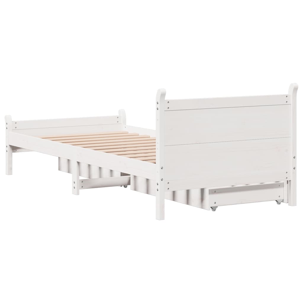 Cama sem colchão 75x190 cm madeira de pinho maciça branco