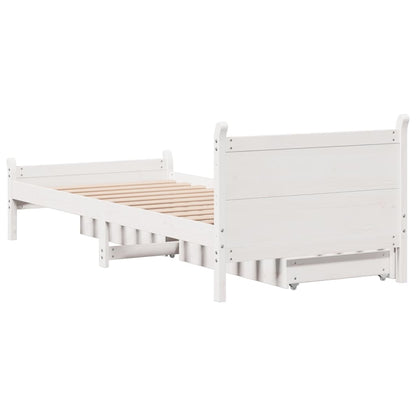 Cama sem colchão 75x190 cm madeira de pinho maciça branco