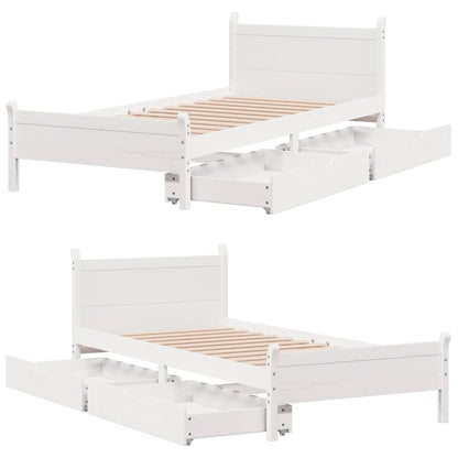 Cama sem colchão 75x190 cm madeira de pinho maciça branco