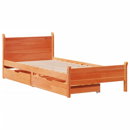 Cama sem colchão 75x190 cm madeira de pinho maciça castanho-mel