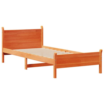 Cama sem colchão 75x190 cm madeira de pinho maciça castanho-mel