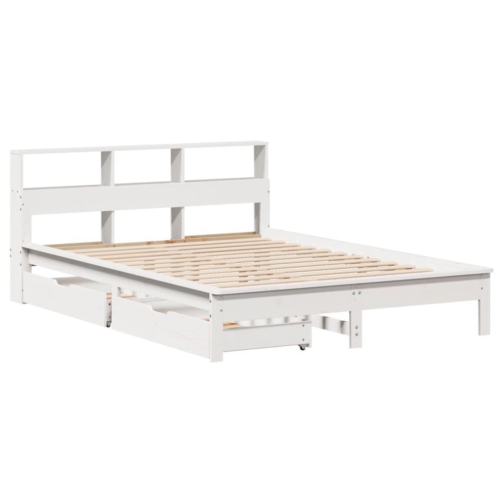 Cama com estante sem colchão 120x200 cm pinho maciço branco