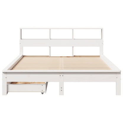 Cama com estante sem colchão 120x200 cm pinho maciço branco