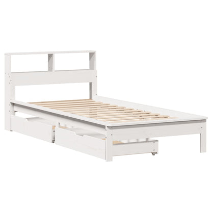 Cama com estante sem colchão 90x200 cm pinho maciço branco