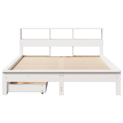 Cama com estante sem colchão 140x190 cm pinho maciço branco