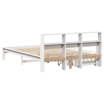 Cama com estante sem colchão 135x190 cm pinho maciço branco