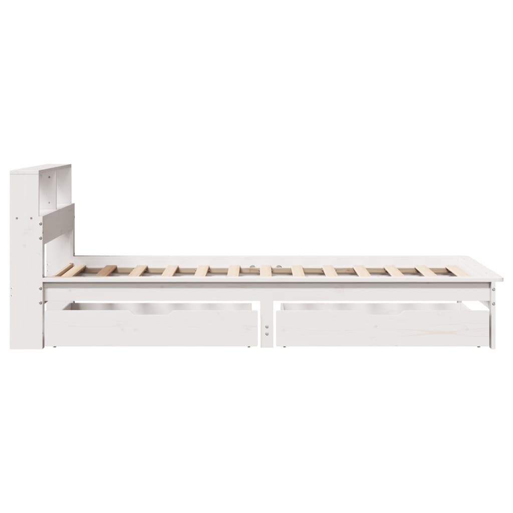 Cama com estante sem colchão 90x190 cm pinho maciço branco