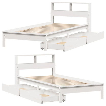 Cama com estante sem colchão 90x190 cm pinho maciço branco