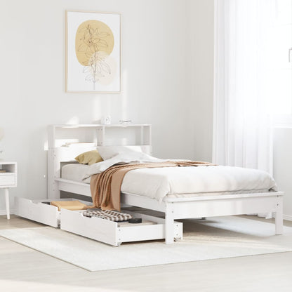 Cama com estante sem colchão 90x190 cm pinho maciço branco