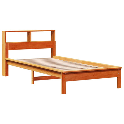 Cama com estante sem colchão 90x190cm pinho maciço castanho-mel