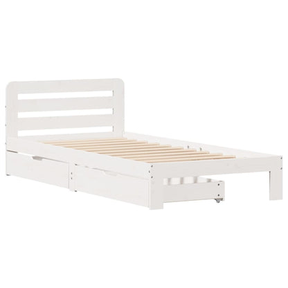 Cama sem colchão 90x200 cm madeira de pinho maciça branco