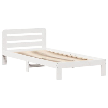 Cama sem colchão 90x200 cm madeira de pinho maciça branco