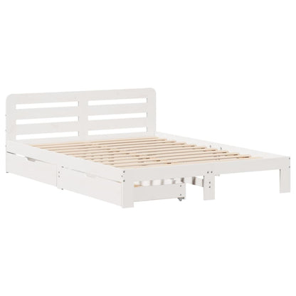 Cama sem colchão 150x200 cm madeira de pinho maciça branco