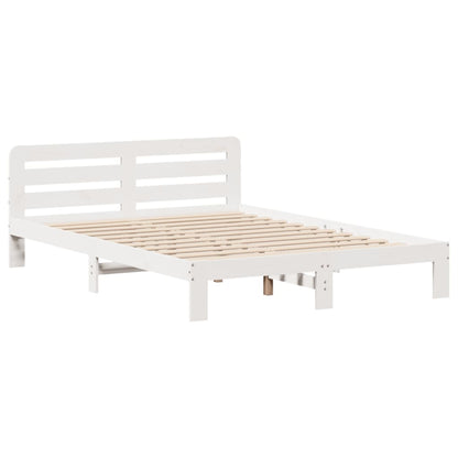 Cama sem colchão 150x200 cm madeira de pinho maciça branco