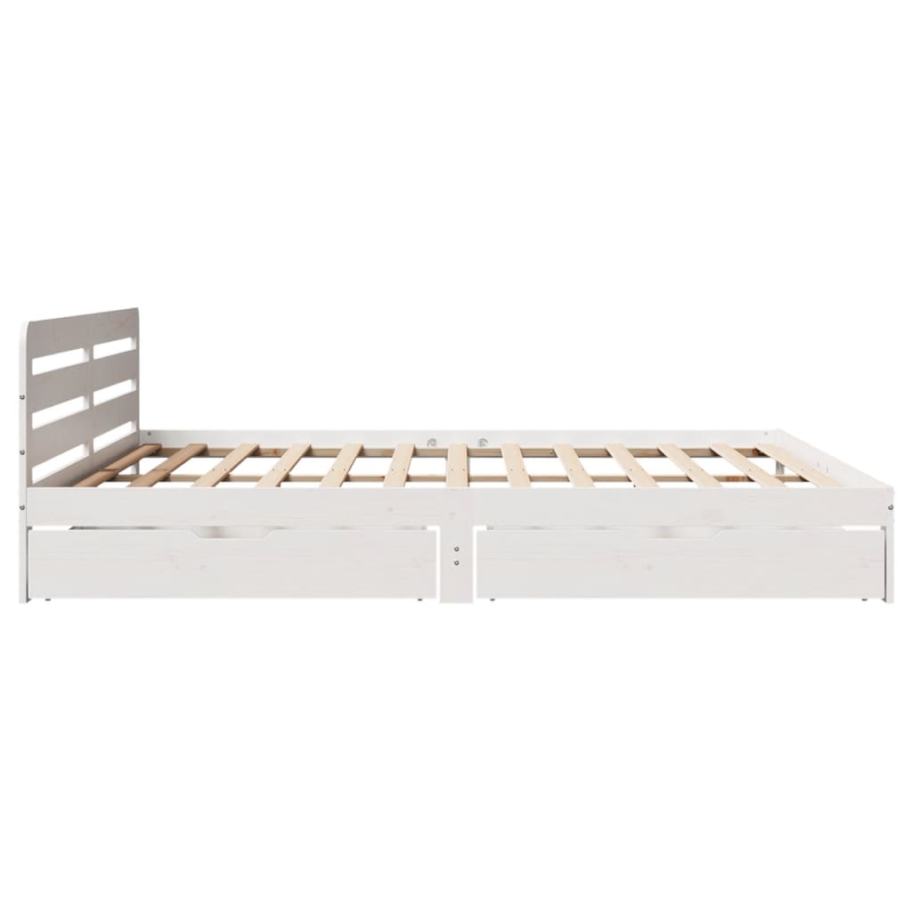 Cama sem colchão 200x200 cm madeira de pinho maciça branco