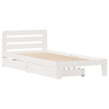 Cama sem colchão 75x190 cm madeira de pinho maciça branco