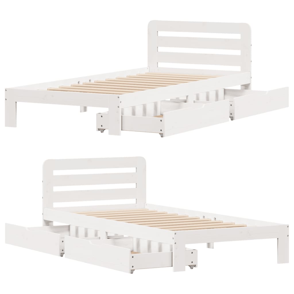 Cama sem colchão 75x190 cm madeira de pinho maciça branco