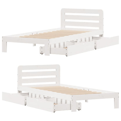 Cama sem colchão 75x190 cm madeira de pinho maciça branco