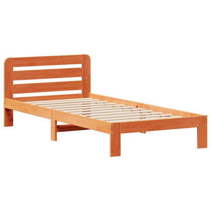 Cama sem colchão 75x190 cm madeira de pinho maciça castanho-mel