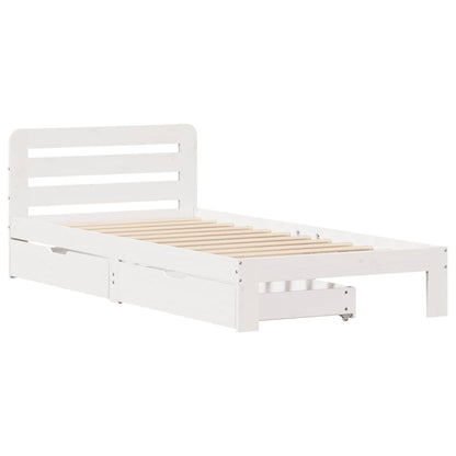 Cama sem colchão 90x190 cm madeira de pinho maciça branco