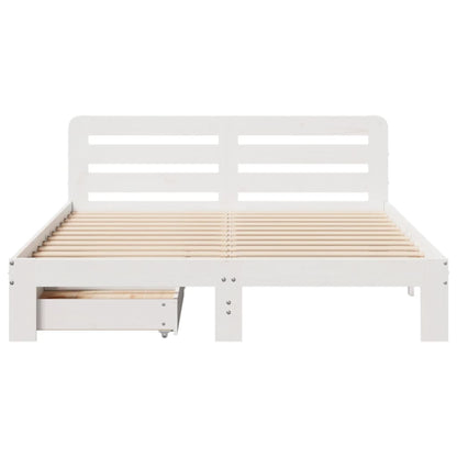 Cama sem colchão 140x190 cm madeira de pinho maciça branco