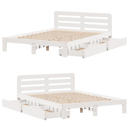 Cama sem colchão 140x190 cm madeira de pinho maciça branco