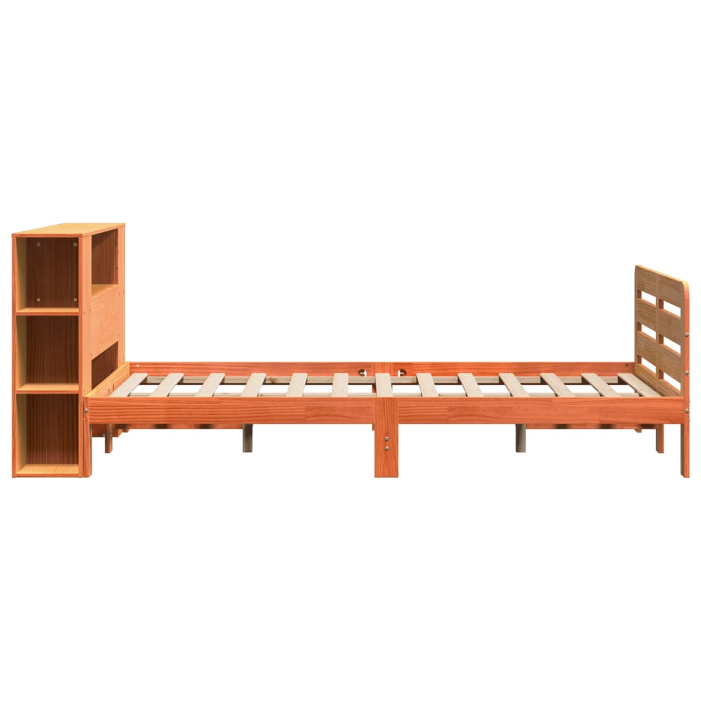 Cama sem colchão 135x190 cm madeira pinho maciça castanho-mel