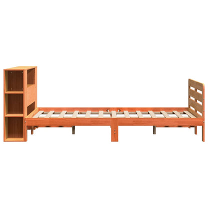 Cama sem colchão 135x190 cm madeira pinho maciça castanho-mel