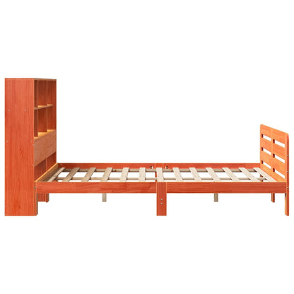 Cama sem colchão 135x190 cm madeira pinho maciça castanho-mel