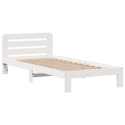 Cama com estante sem colchão 100x200 cm pinho maciço branco