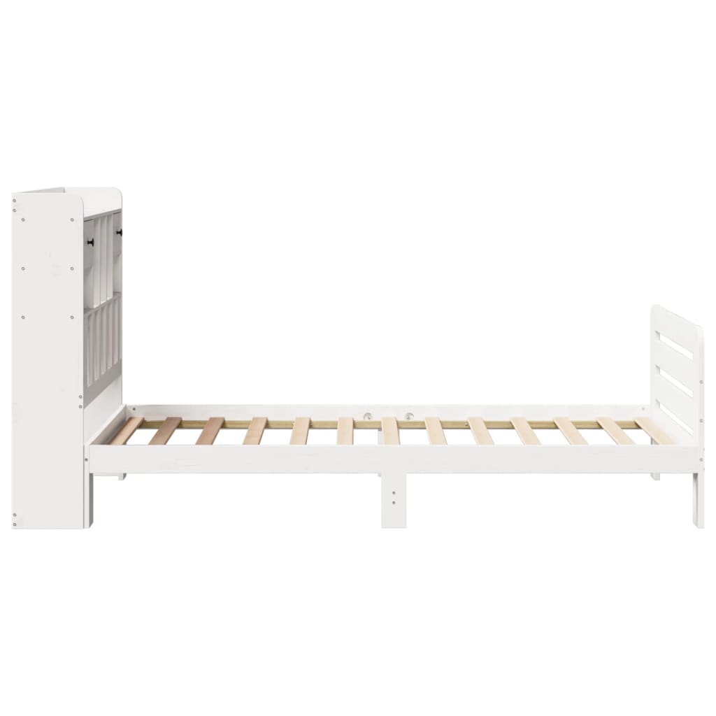 Cama com estante sem colchão 100x200 cm pinho maciço branco