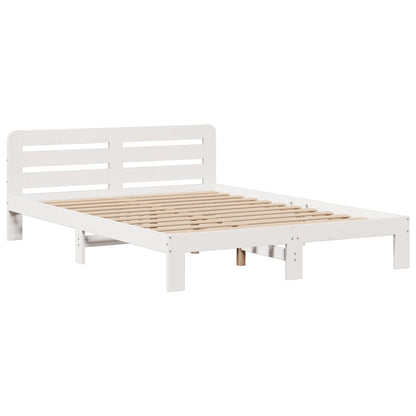 Cama com estante sem colchão 140x200 cm pinho maciço branco