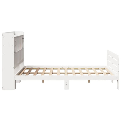 Cama com estante sem colchão 140x200 cm pinho maciço branco