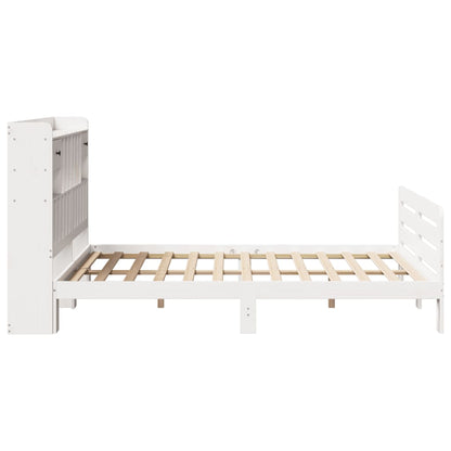 Cama com estante sem colchão 150x200 cm pinho maciço branco