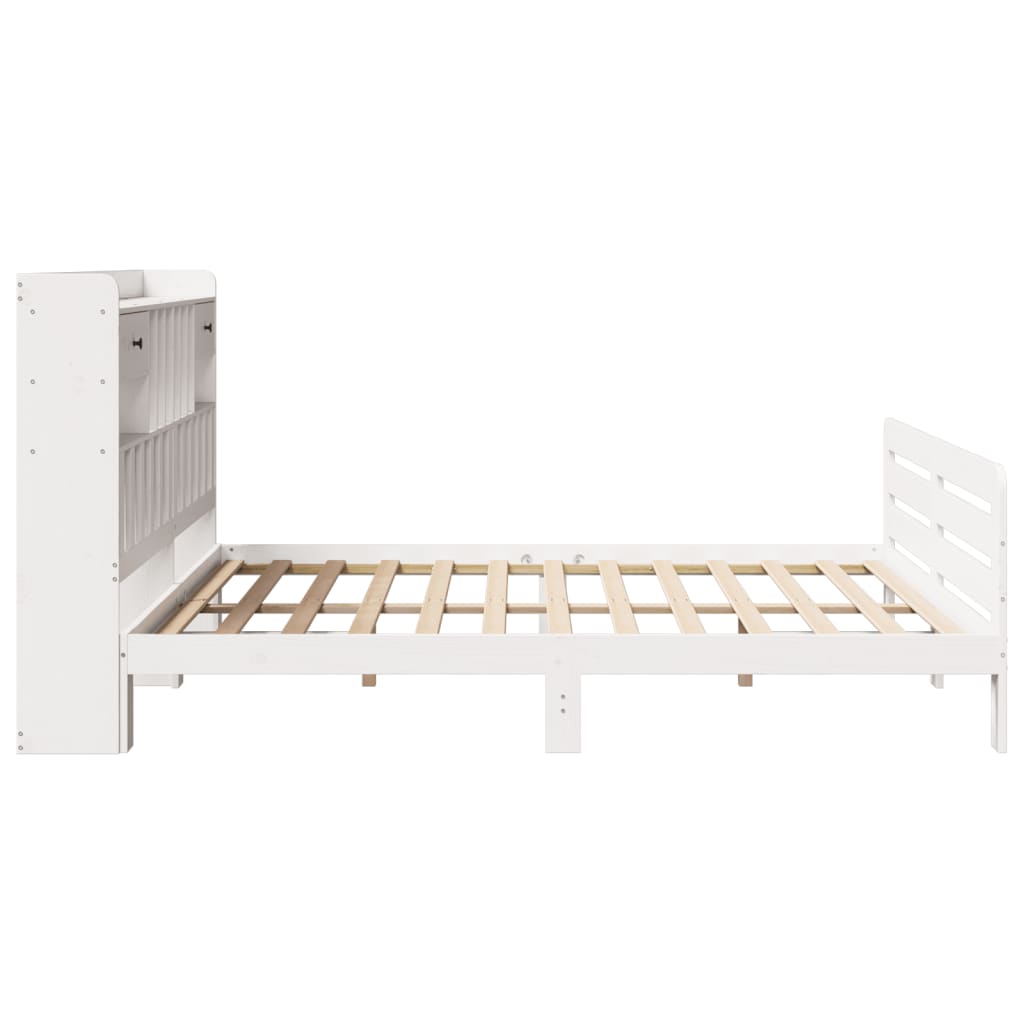 Cama com estante sem colchão 180x200 cm pinho maciço branco