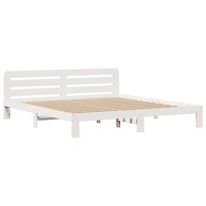 Cama com estante sem colchão 200x200 cm pinho maciço branco