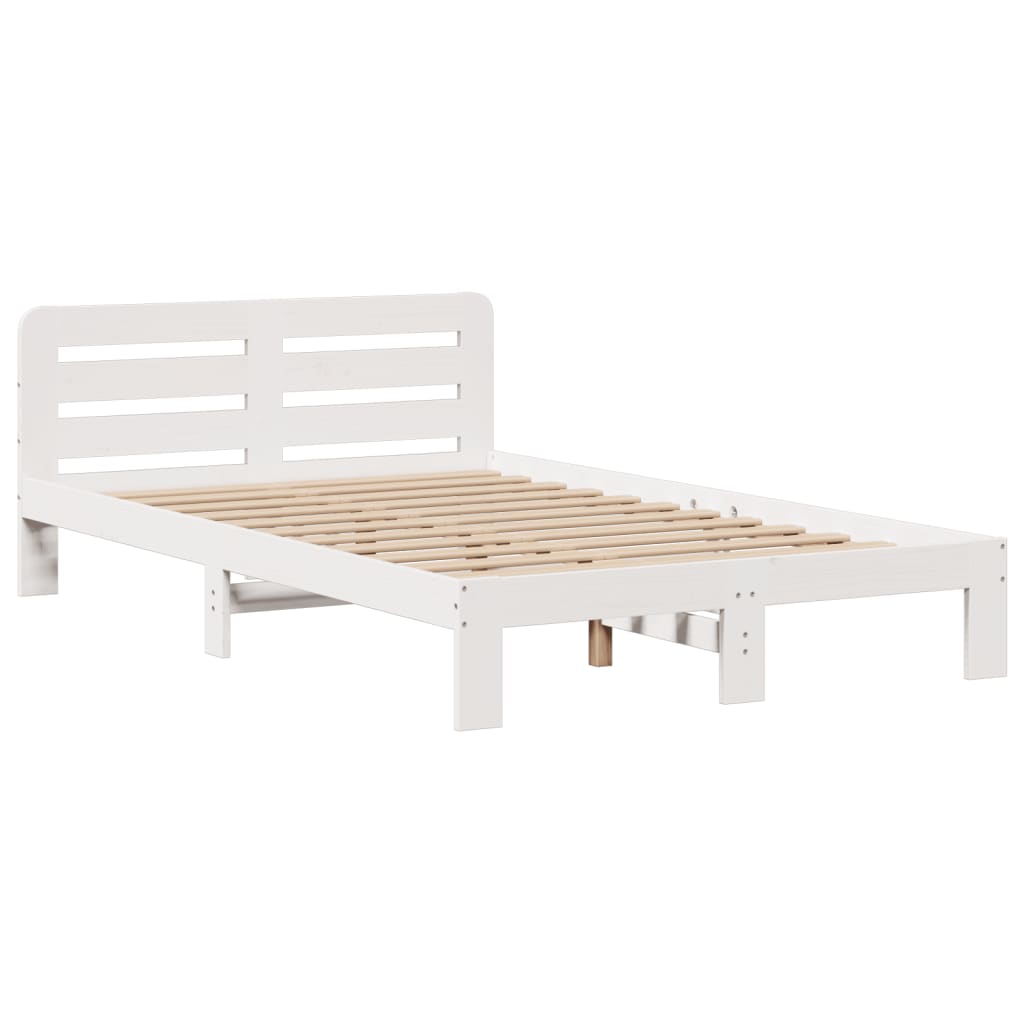 Cama com estante sem colchão 120x190 cm pinho maciço branco