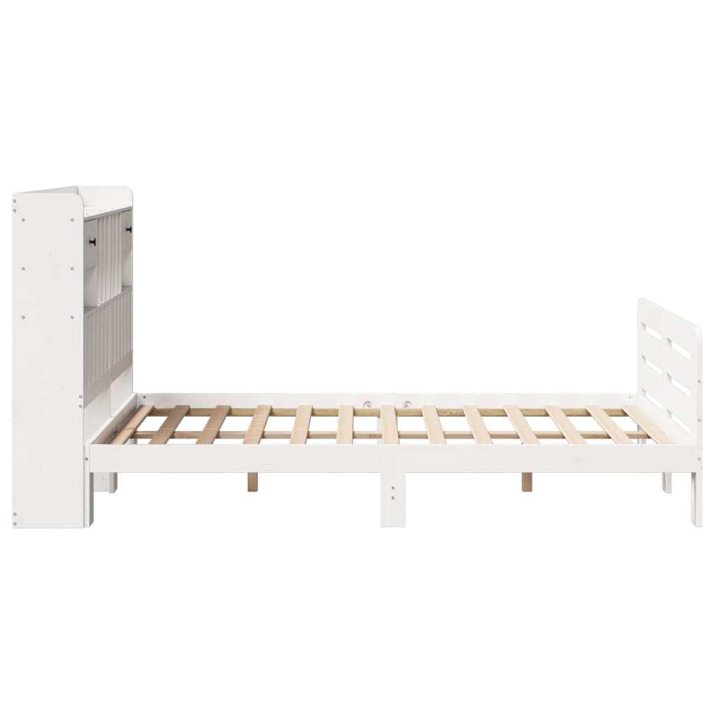 Cama com estante sem colchão 120x190 cm pinho maciço branco