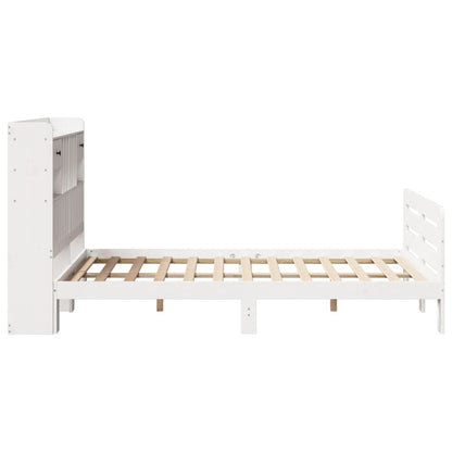 Cama com estante sem colchão 135x190 cm pinho maciço branco