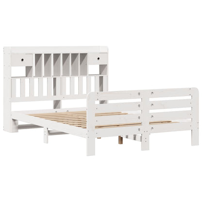 Cama com estante sem colchão 140x190 cm pinho maciço branco