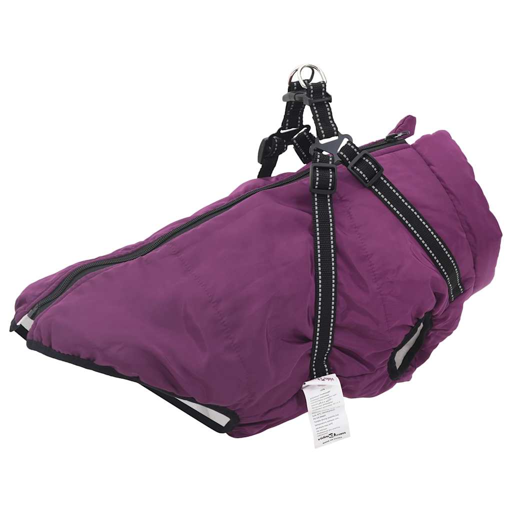 casaco para cães com arnês impermeável reflexivo roxo 4XL