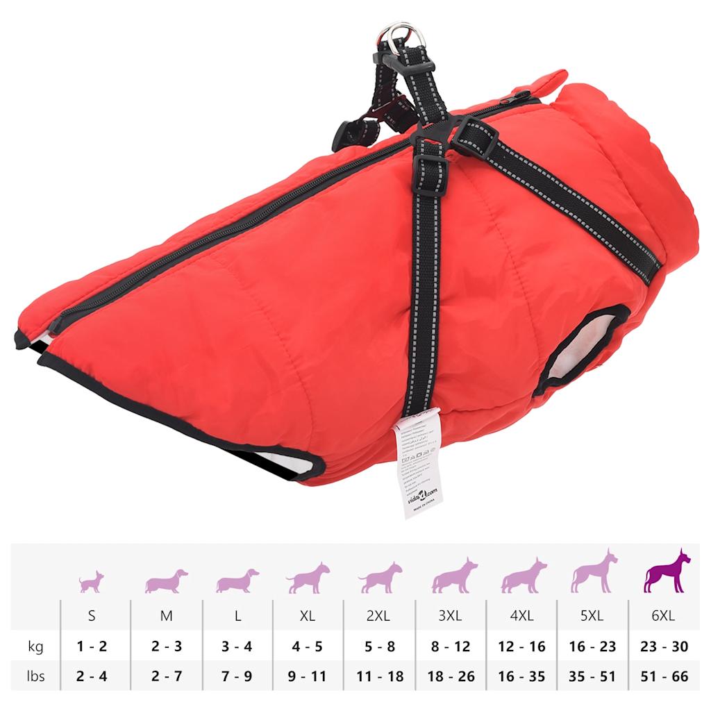 casaco para cães com arnês impermeável reflexivo vermelho 6XL