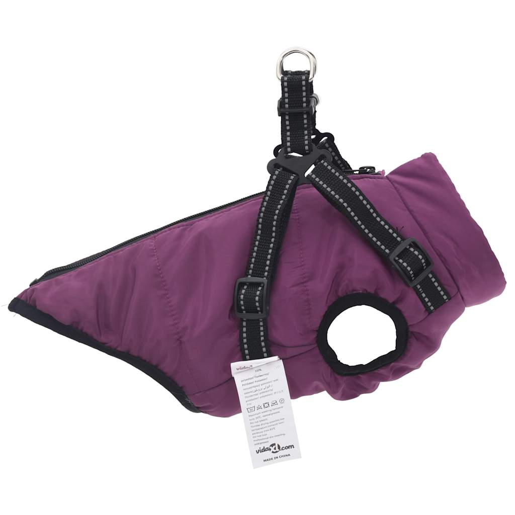 casaco para cães com arnês impermeável reflexivo roxo 2XL