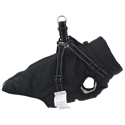 casaco para cães com arnês impermeável reflexivo preto 2XL