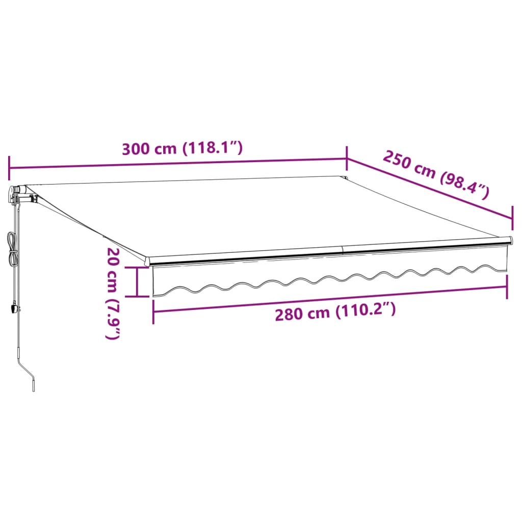 Toldo retrátil automático 300x250 cm bordô